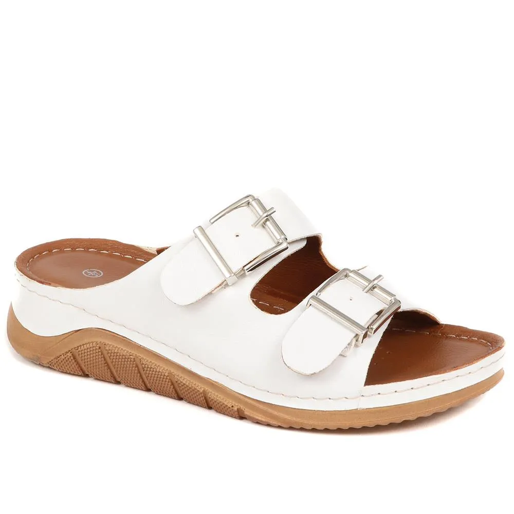 Leather Double Buckle Mule Sandals - GENC37003 / 323 877 sold by Shoe-Shop
