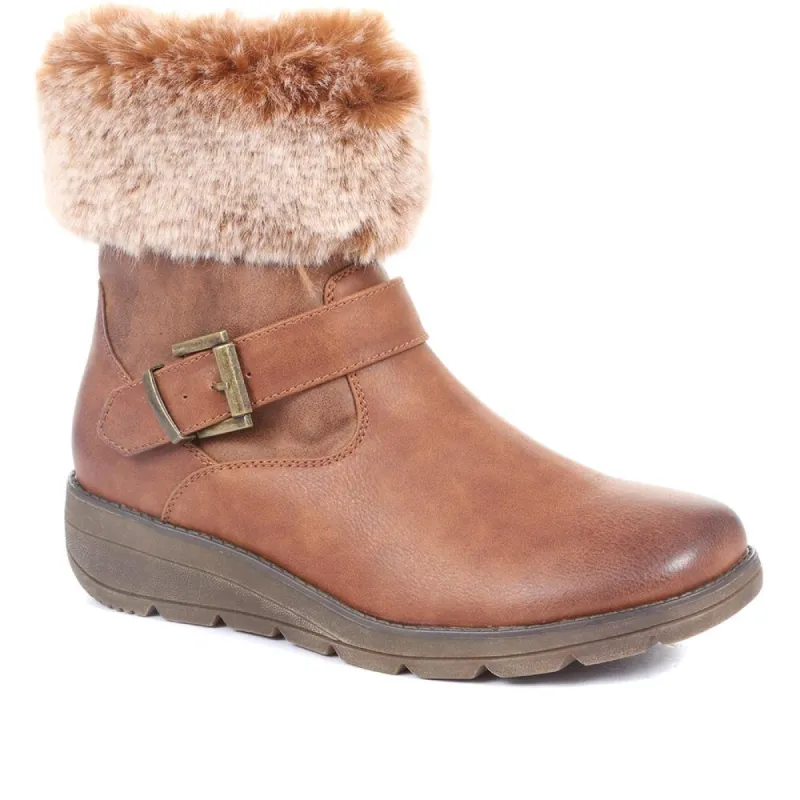 Faux Fur Trimmed Ankle Boots - WOIL34029 / 320 793 sold by Shoe-Shop