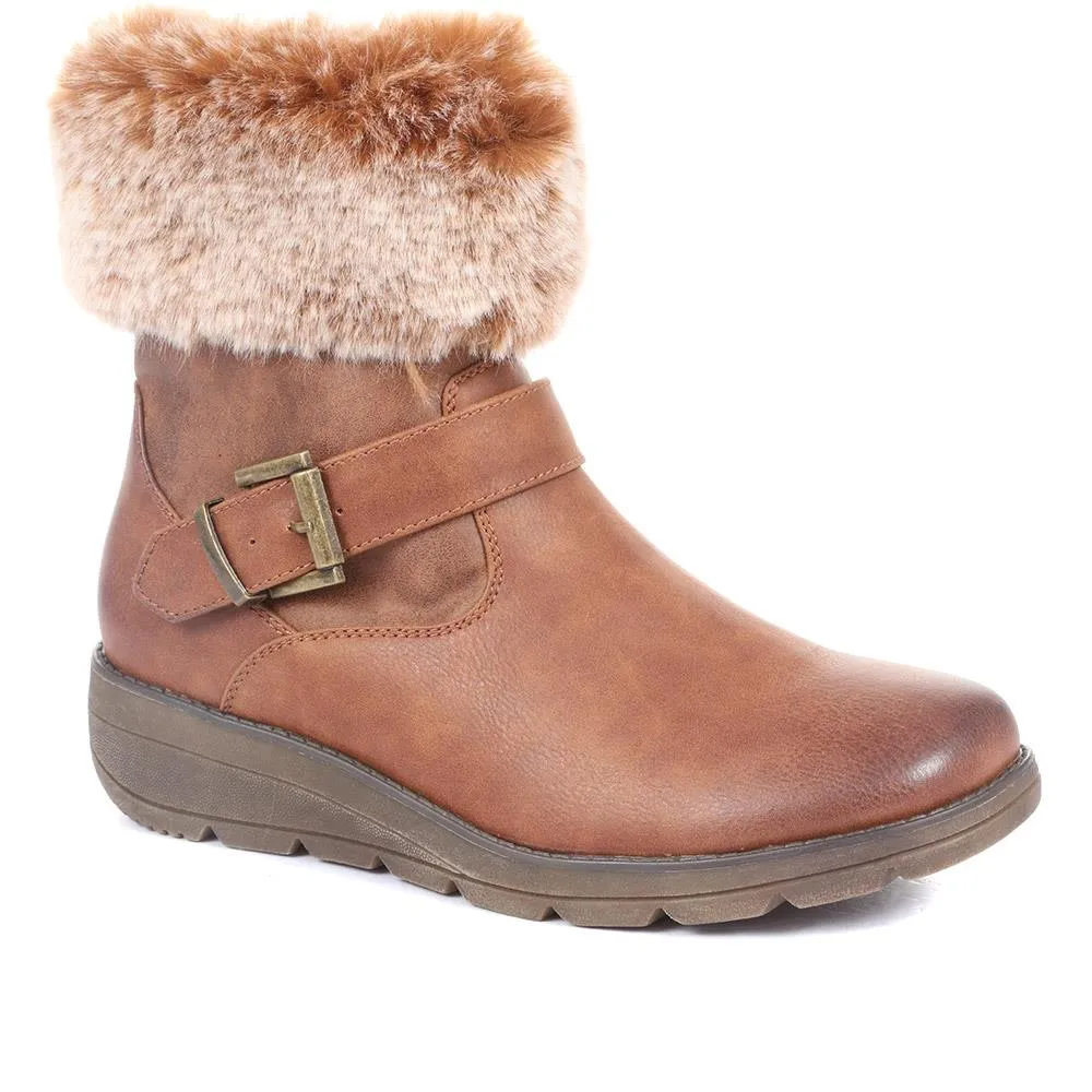 Faux Fur Trimmed Ankle Boots - WOIL34029 / 320 793 sold by Shoe-Shop