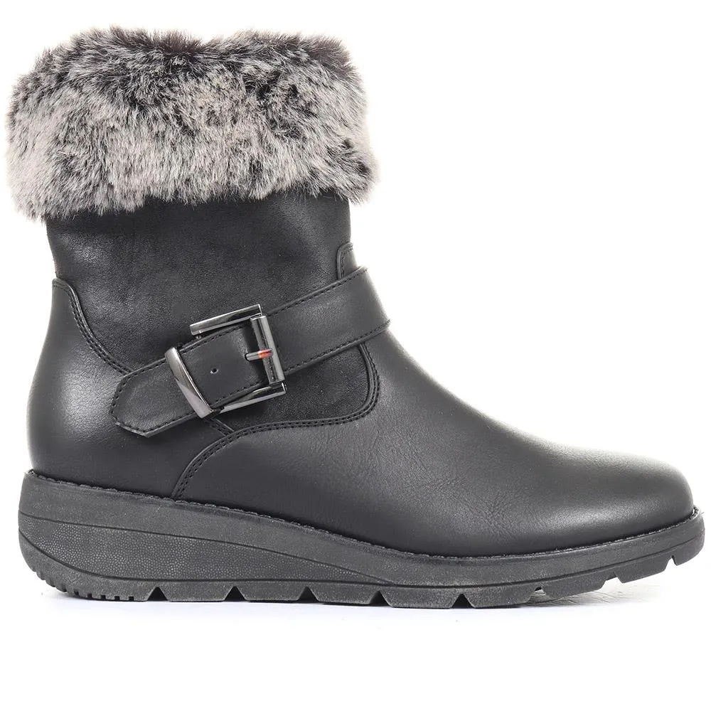 Faux Fur Trimmed Ankle Boots - WOIL34029 / 320 793 sold by Shoe-Shop product image thumbnail 3