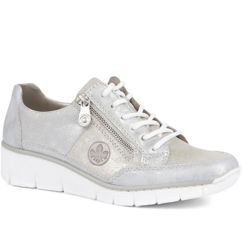 Wide Fit Leather Wedge Trainers - RKR35509 / 321 319 sold by Shoe-Shop