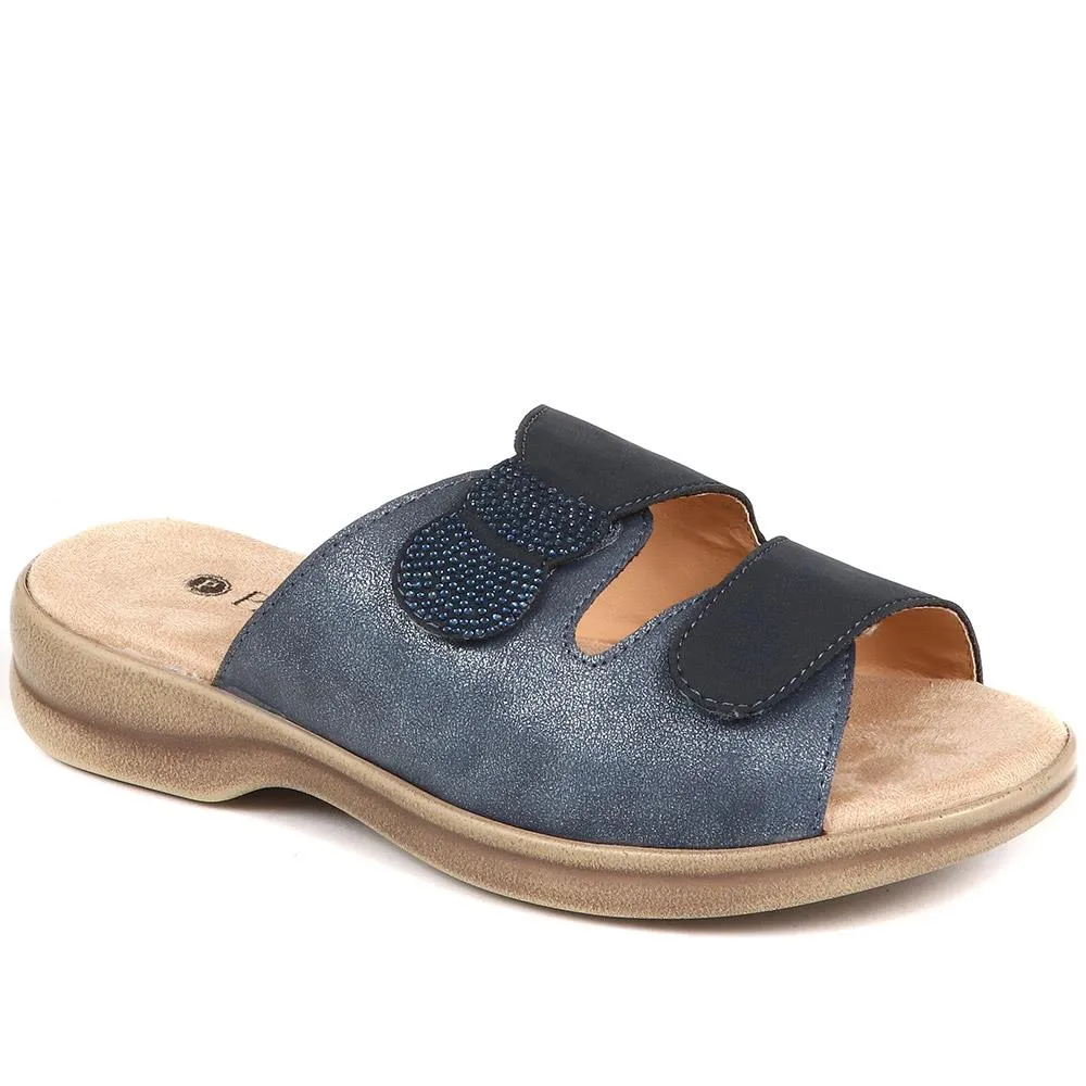 Extra Wide Fit Adjustable Mule Sandals - CLEA / 321 456 sold by Shoe-Shop