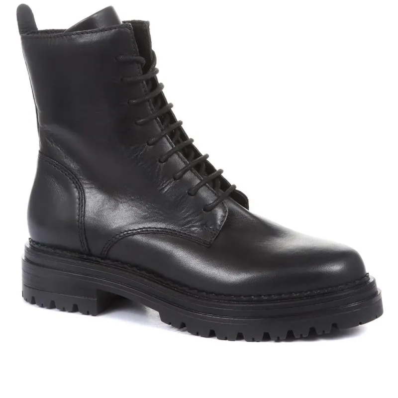 Paris Black Leather Biker Boots - PARIS2 / 320 546 made by Jones Bootmaker