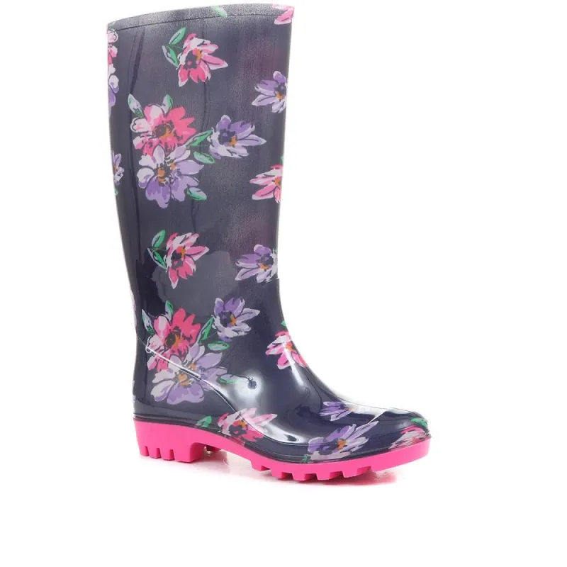 Floral Print Wellington Boots - JDE36005 / 323 043 sold by Shoe-Shop
