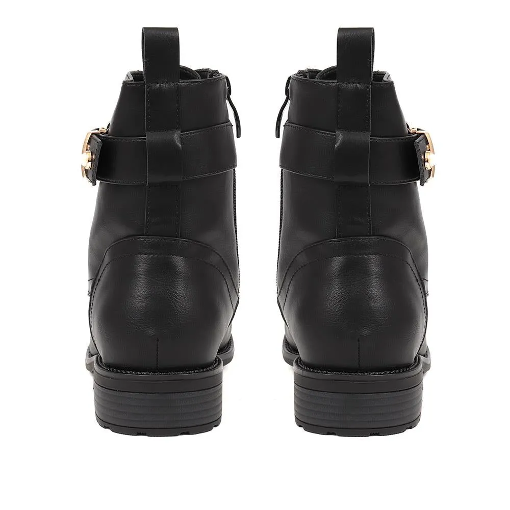 Buckle Strap Lace Up Boots - PINA / 324 581 sold by Shoe-Shop product image thumbnail 3