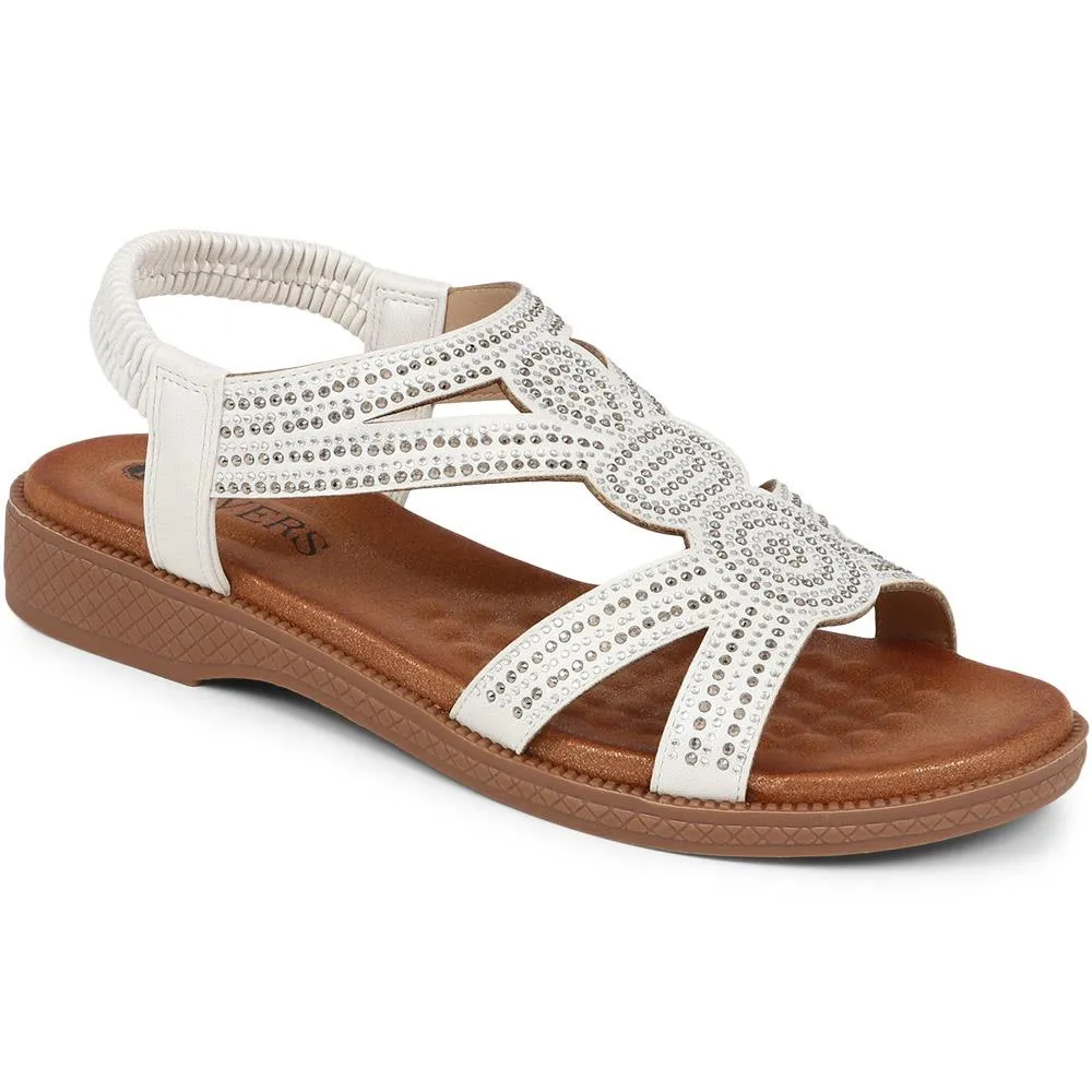 Embellished Flat Strappy Sandals - BELBAIZH39029 / 325 139 sold by Shoe-Shop