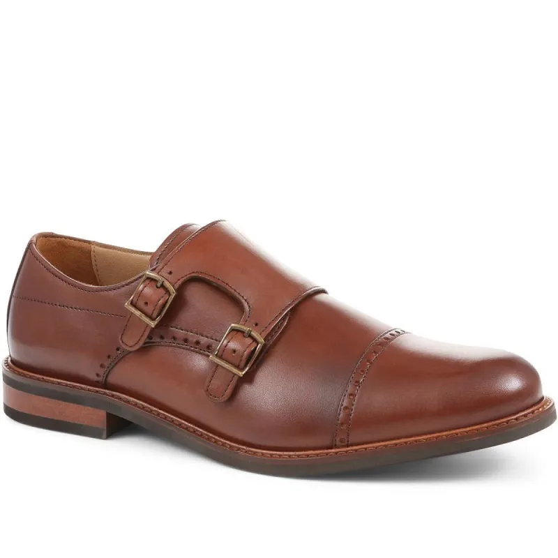 Double Strap Leather Monk Shoes - OTLEY / 322 590 sold by Shoe-Shop