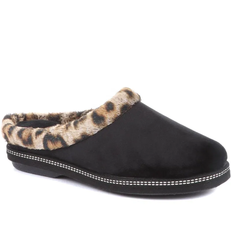 Faux Fur Trimmed Mule Slippers - RELAX34011 / 320 661 sold by Shoe-Shop