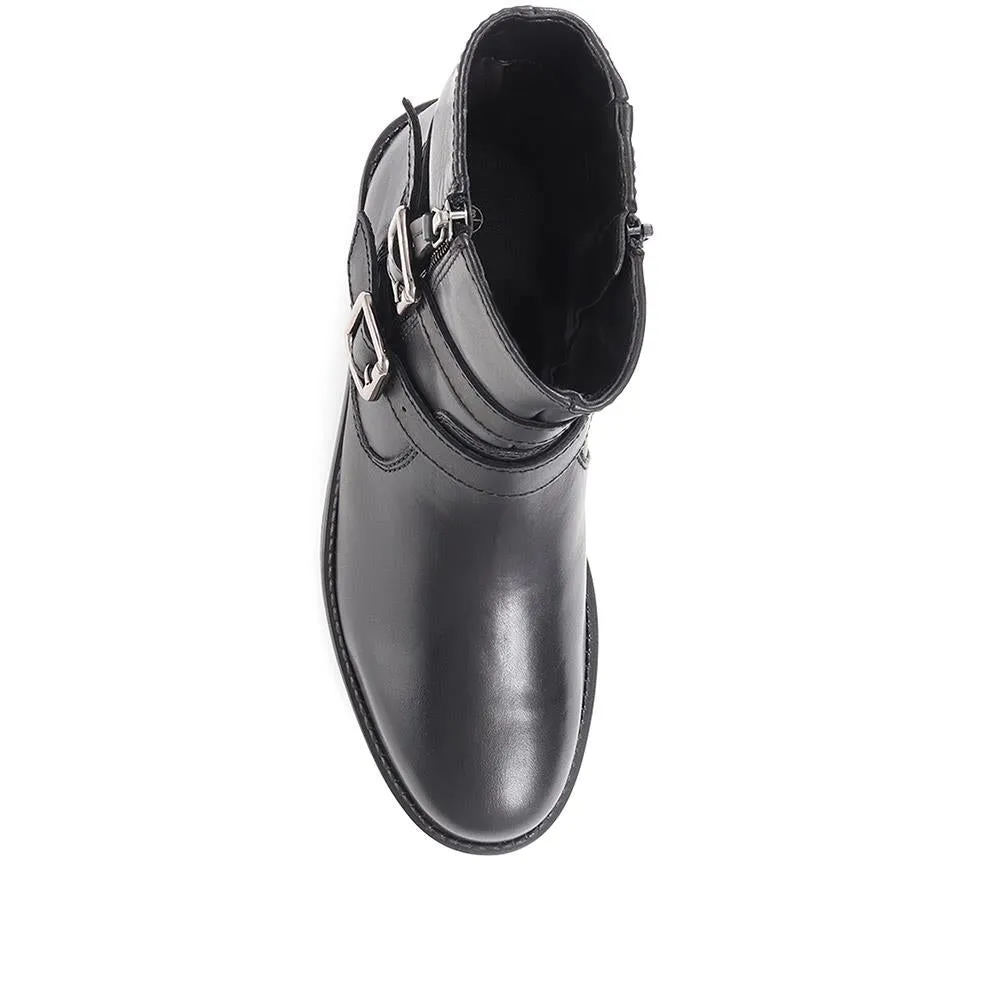 Wide Fit Leather Biker Boots - GOPI36005 / 323 096 sold by Shoe-Shop product image thumbnail 5