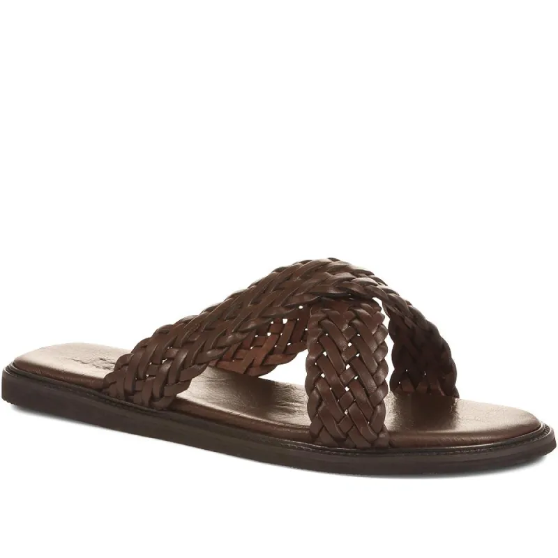 Wembley Woven Leather Sliders - WEMBLEY / 322 305 sold by Shoe-Shop