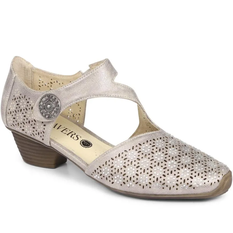 Wide Fit Metallic Floral Print Mary Jane - WBINS29014 / 314 775 sold by Shoe-Shop