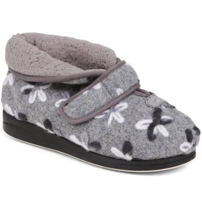 Extra Wide Fit Touch Fasten Slipper Boots - CHERIE / 324 145 sold by Shoe-Shop