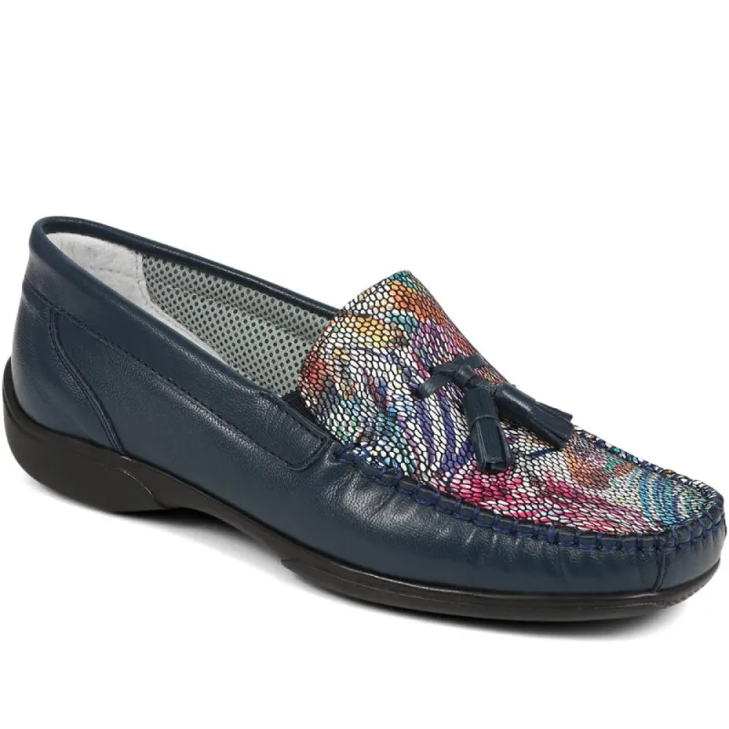 Embroided Panel Leather Loafers - CONT39001 / 325 241 sold by Shoe-Shop