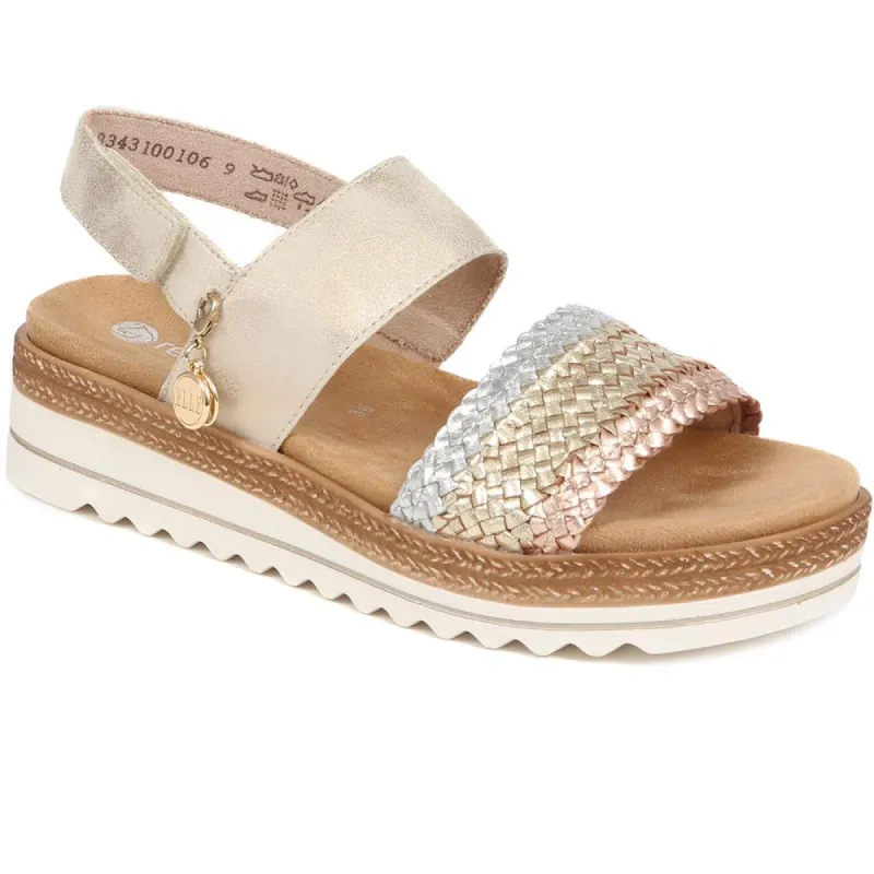 Metallic Double Strap Sandals - DRS39509 / 325 413 sold by Shoe-Shop