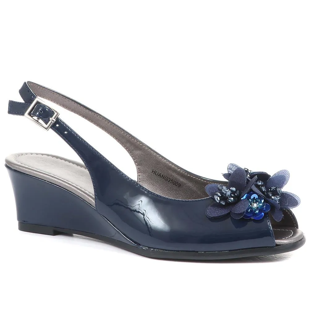 Slingback Peep-Toe Wedge Heels - HUANG35009 / 322 265 sold by Shoe-Shop product image thumbnail 5