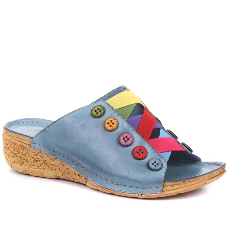 Leather Mule Wedge Sandals - KARY33005 / 320 022 sold by Shoe-Shop