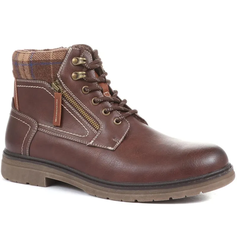 Wide Fit Lace-Up Ankle Boots - BORG36001 / 322 330 sold by Shoe-Shop