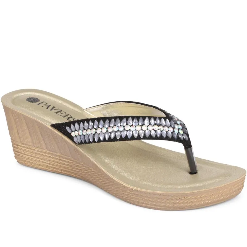 Diamante Wedge Toe Post - INB29029 / 314 827 sold by Shoe-Shop