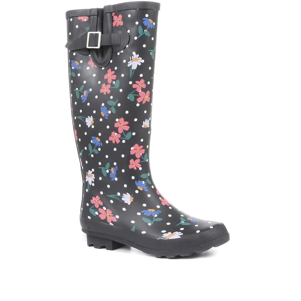 Floral Print Wellington Boots - JDE34001 / 320 920 sold by Shoe-Shop