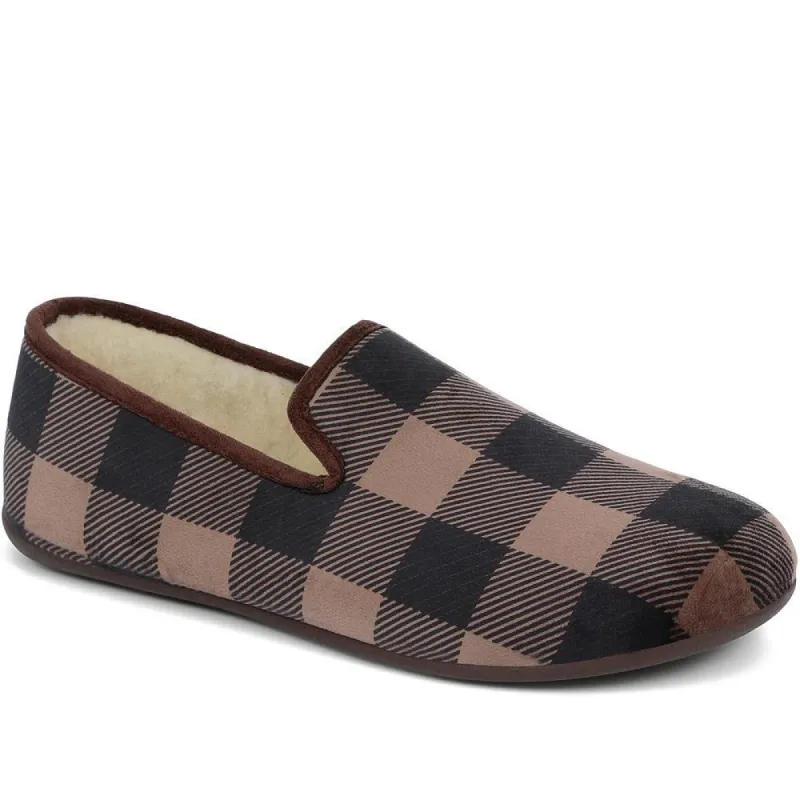 Fleece Lined Checked Slippers - KOY36024 / 322 956 sold by Shoe-Shop