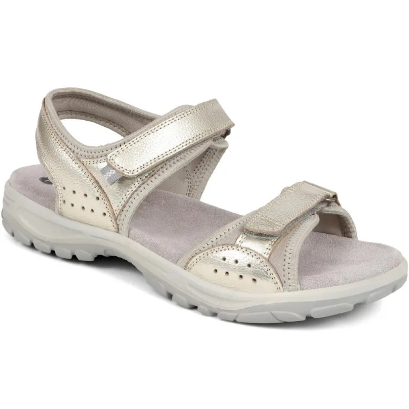 Metallic Dual Strap Adjustable Sandals - DDIN39007 / 325 013 made by Shoe-Shop