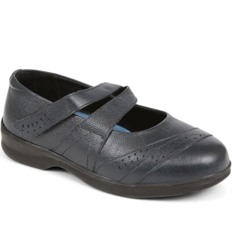 Extra Wide Fit Touch Fasten Leather Mary Janes - LIZBET / 323 992 sold by Shoe-Shop