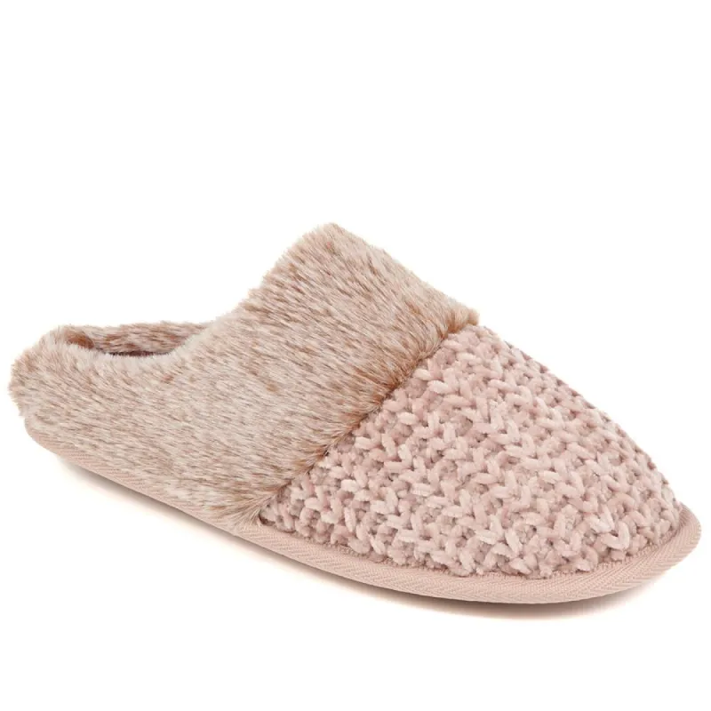 Faux Fur Lined Fleece Slippers - GALOP38001 / 324 485 sold by Shoe-Shop