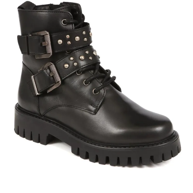 Leather Studded Biker Boots - MIRABELLE / 324 323 sold by Shoe-Shop