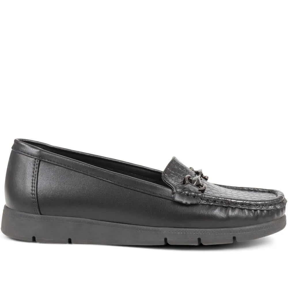 Croc Print Accented Penny Loafers - SANYI38013 / 324 318 sold by Shoe-Shop product image thumbnail 3