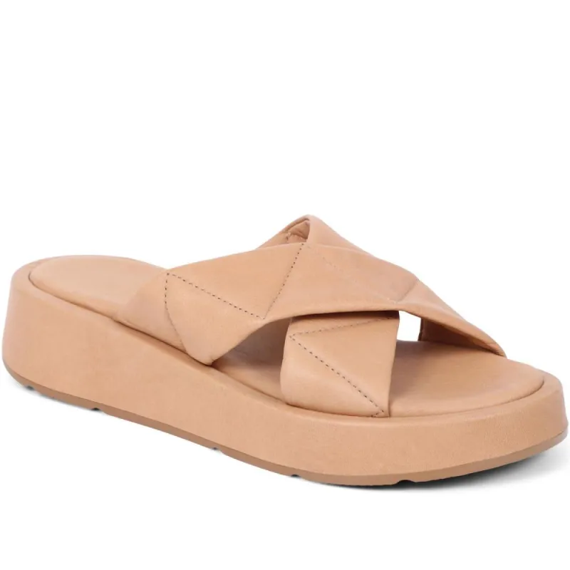 Madeley Leather Platform Mule Sandals - MADELEY / 324 028 sold by Shoe-Shop