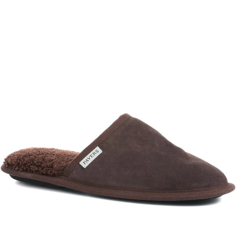 Wide Fit Suede Slippers - QING36023 / 322 518 sold by Shoe-Shop