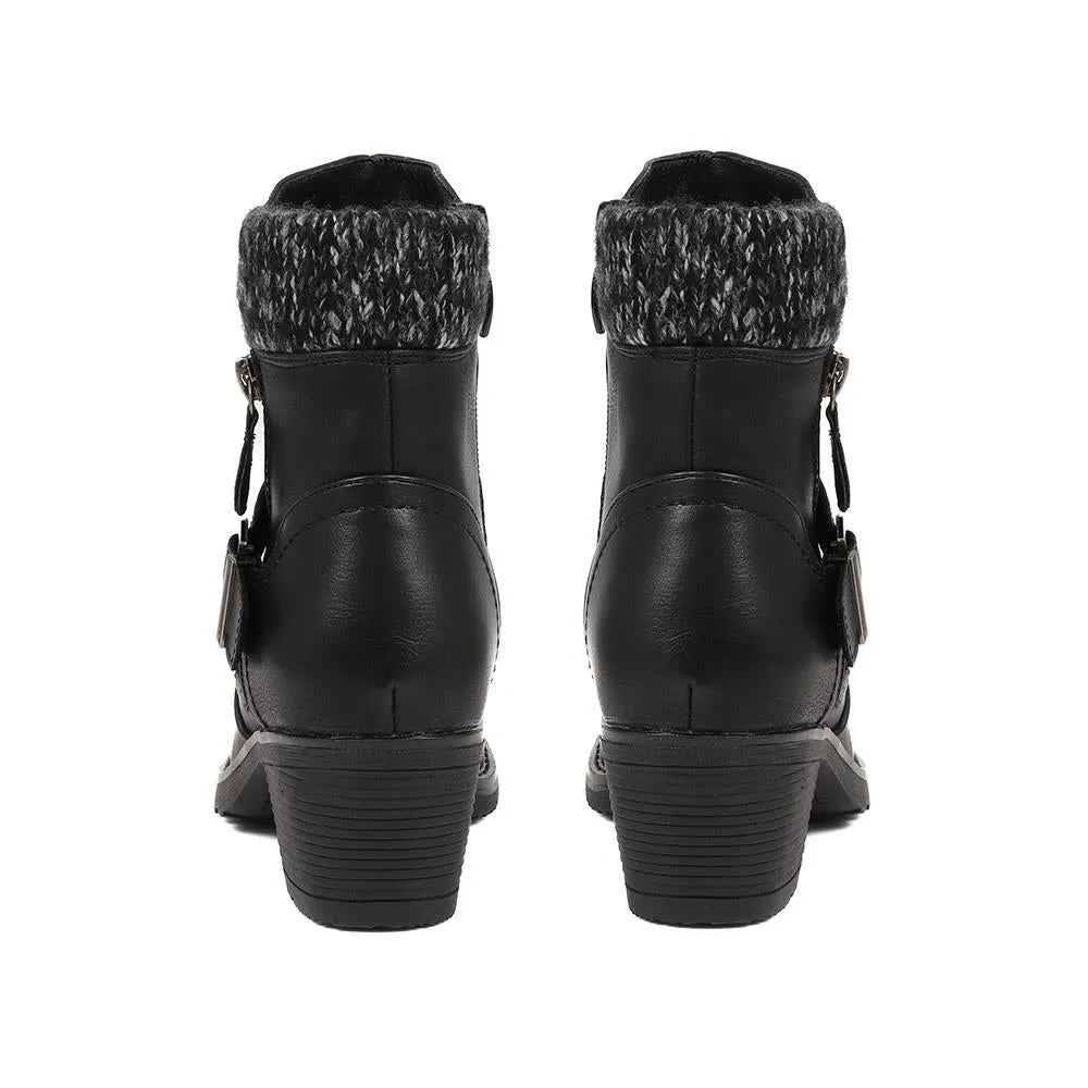 Fleece Trim Heeled Ankle Boots - WOIL38043 / 324 602 sold by Shoe-Shop product image thumbnail 3