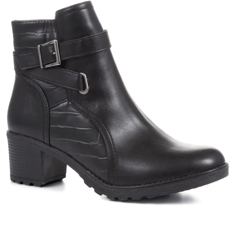 Mock Croc Heeled Ankle Boots - WBINS36075 / 322 584 sold by Shoe-Shop