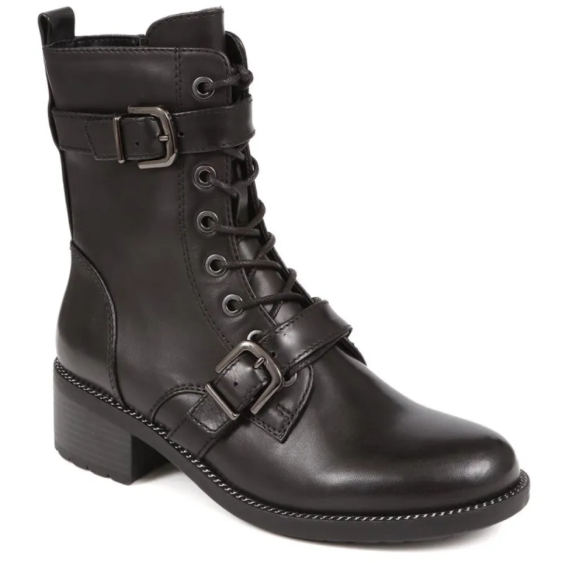 Leather Buckle Biker Boots - SINO38502 / 324 526 sold by Shoe-Shop