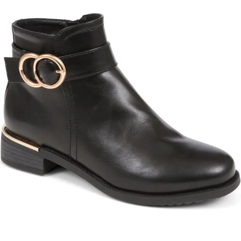 Buckle Detail Ankle Boots - WOIL38005 / 324 124 sold by Shoe-Shop
