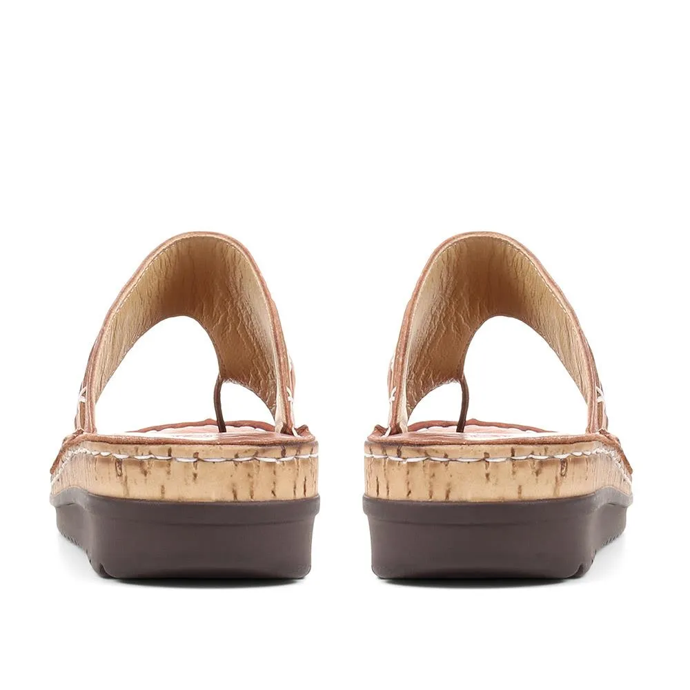 Embroidered Leather Toe Post Wedge - CAY37001 / 323 335 sold by Shoe-Shop product image thumbnail 4