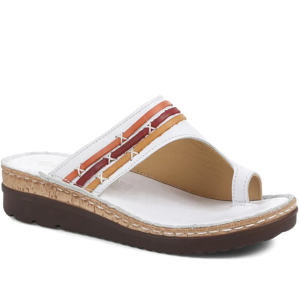 Embroidered Leather Toe Post Wedge - CAY37001 / 323 335 sold by Shoe-Shop