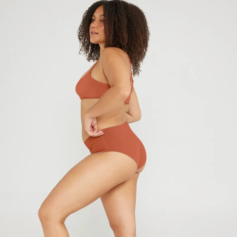 Mid-Rise Bikini - Seamless Cotton - Spice sold by Peach Underwear
