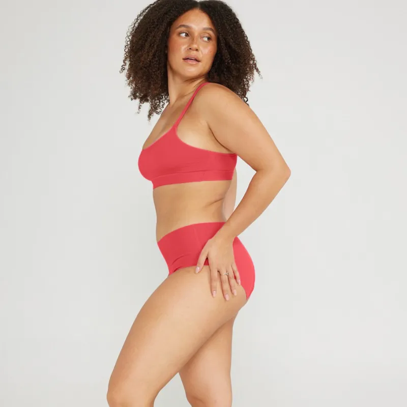 Mid-Rise Bikini - Seamless Cotton - Rosewood sold by Peach Underwear