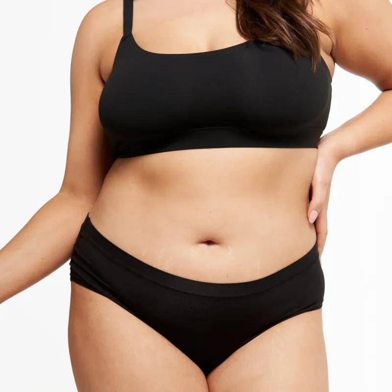 Mid-Rise Bikini Brief - Bamboo Butter - Black sold by Peach Underwear