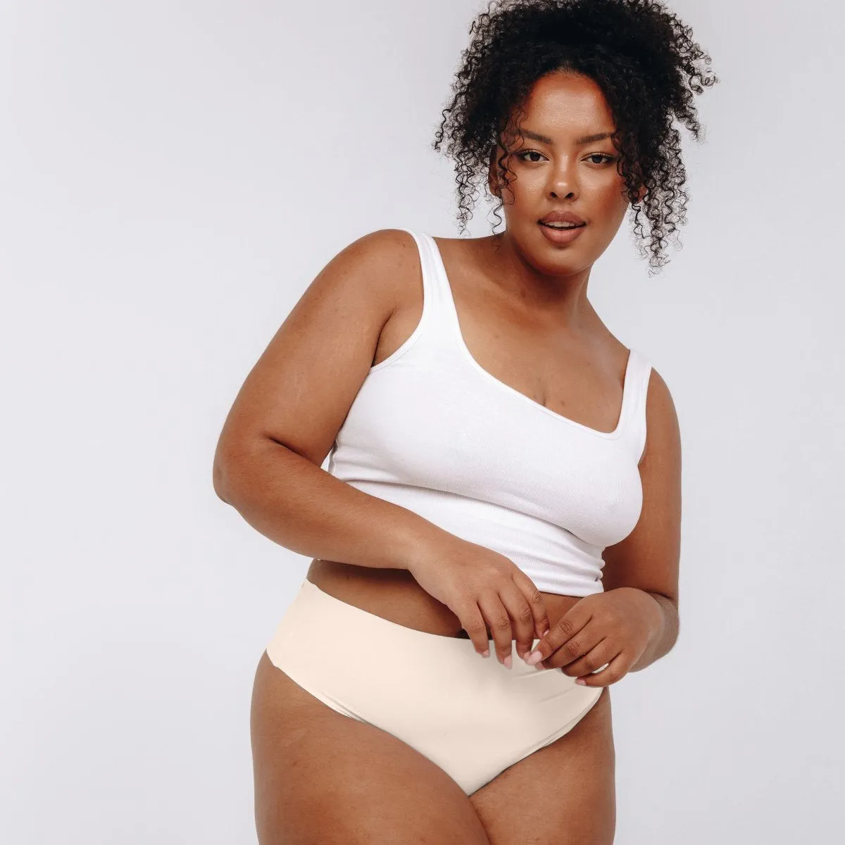 Mid-Rise Thong - Seamless Cotton - Vanilla sold by Peach Underwear