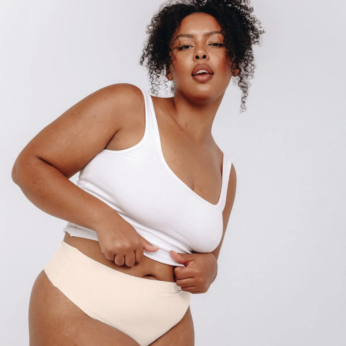 Mid-Rise Thong - Seamless Cotton - Vanilla sold by Peach Underwear product image thumbnail 2