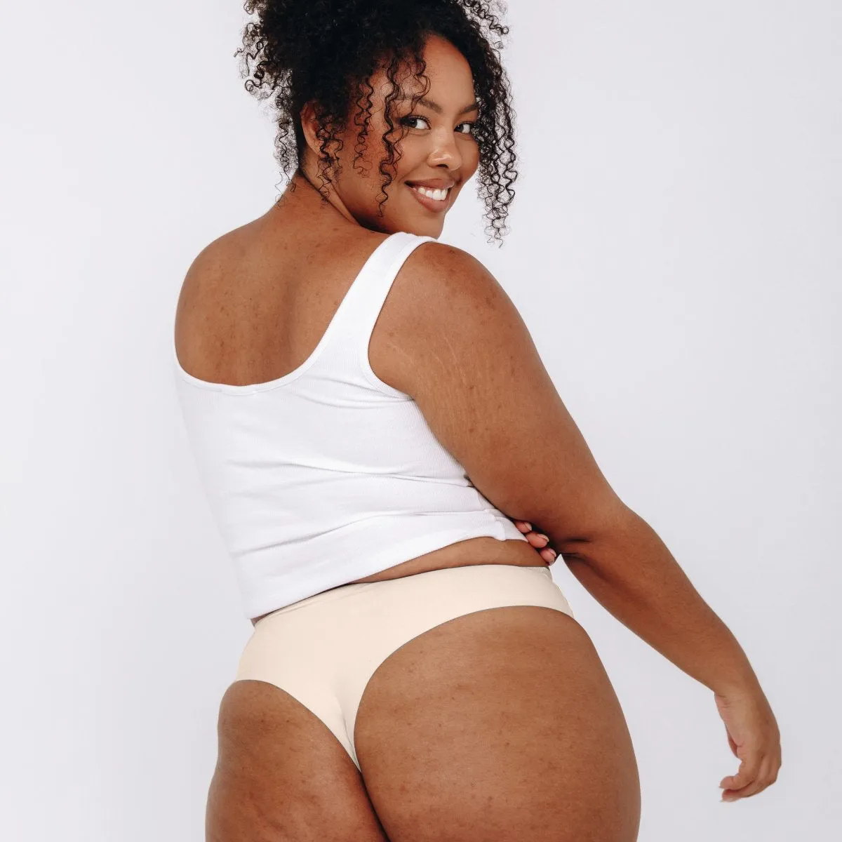 Mid-Rise Thong - Seamless Cotton - Vanilla sold by Peach Underwear product image thumbnail 4