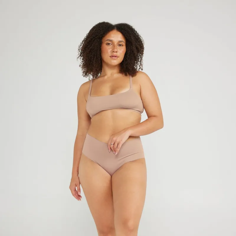 Mid-Rise Cheeky - Seamless Cotton - Latte sold by Peach Underwear