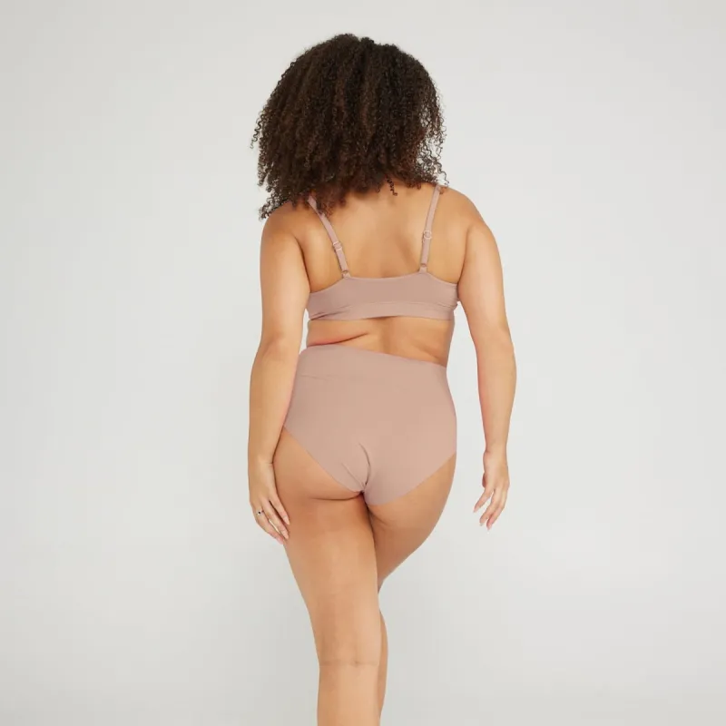 High-Rise Bikini - Seamless Cotton - Latte sold by Peach Underwear