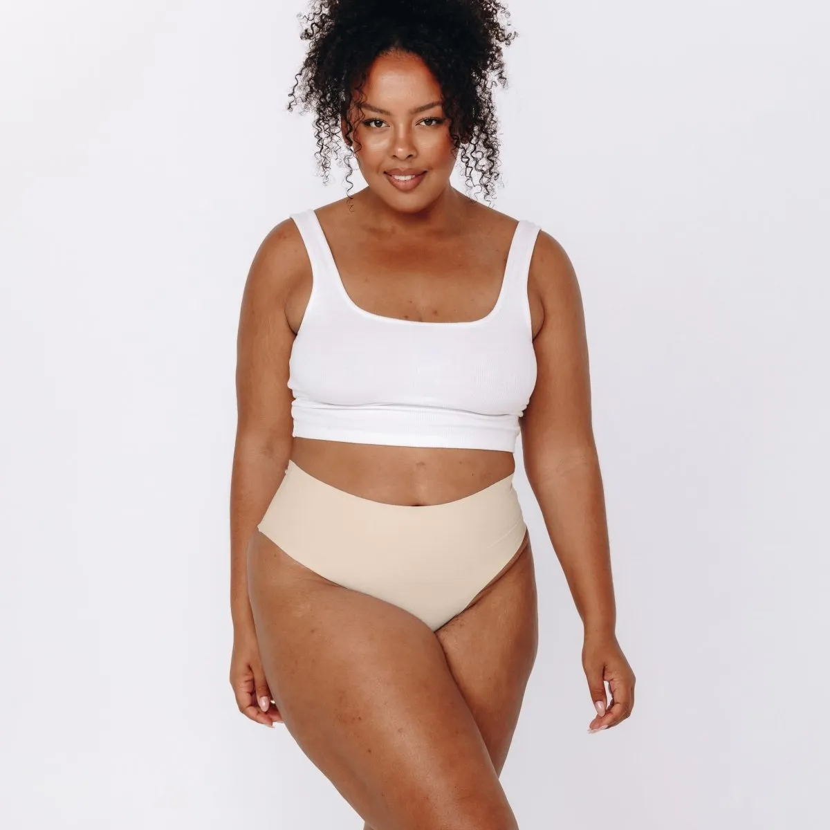 Mid-Rise Cheeky - Seamless Cotton - Buttermilk sold by Peach Underwear