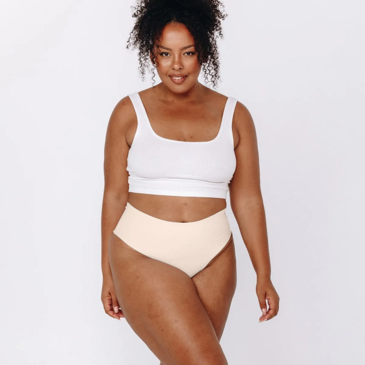 Mid-Rise Cheeky - Seamless Cotton - Vanilla sold by Peach Underwear