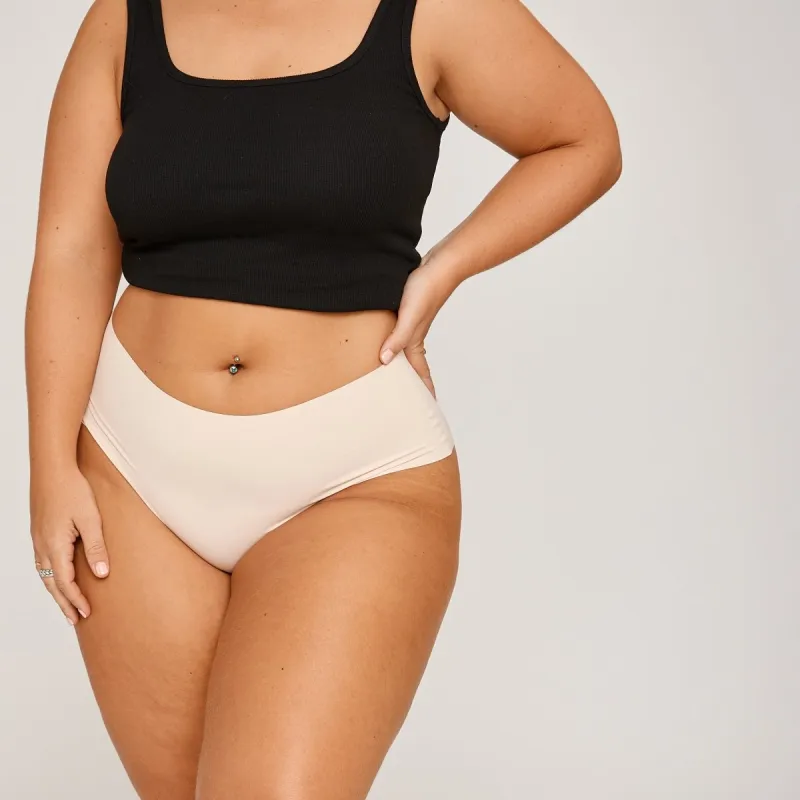 Mid-Rise Cheeky - Seamless Ultrasmooth - Buttermilk sold by Peach Underwear