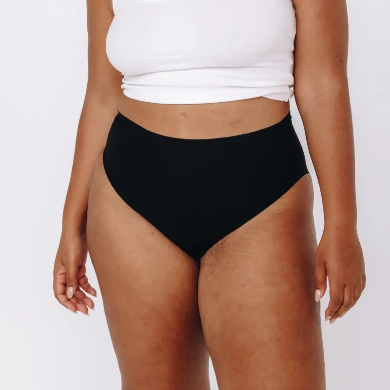 High-Rise Bikini - Seamless Cotton - Black sold by Peach Underwear
