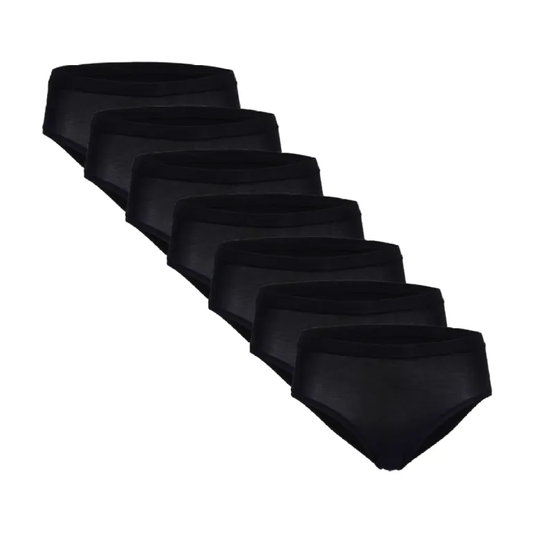 7-Pack Mid-Rise Bikini Brief - Bamboo Butter - Black sold by Peach Underwear